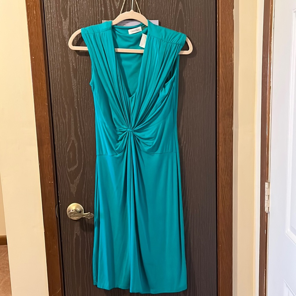 Calvin Klein blue green dress